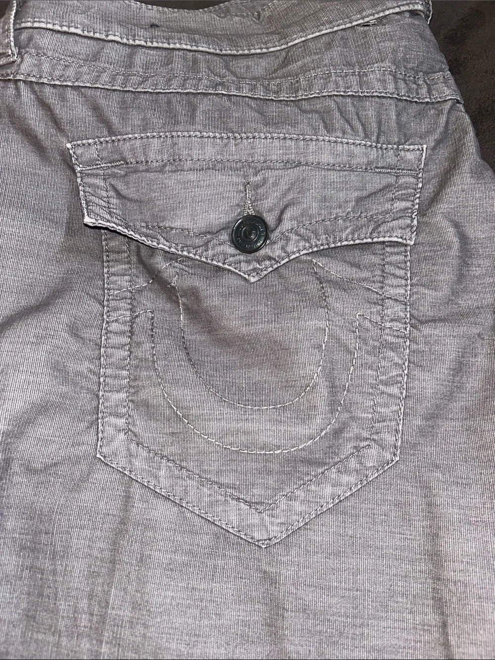 True Religion Gray Cord Jeans wiLogo Pocket Detail Size 38